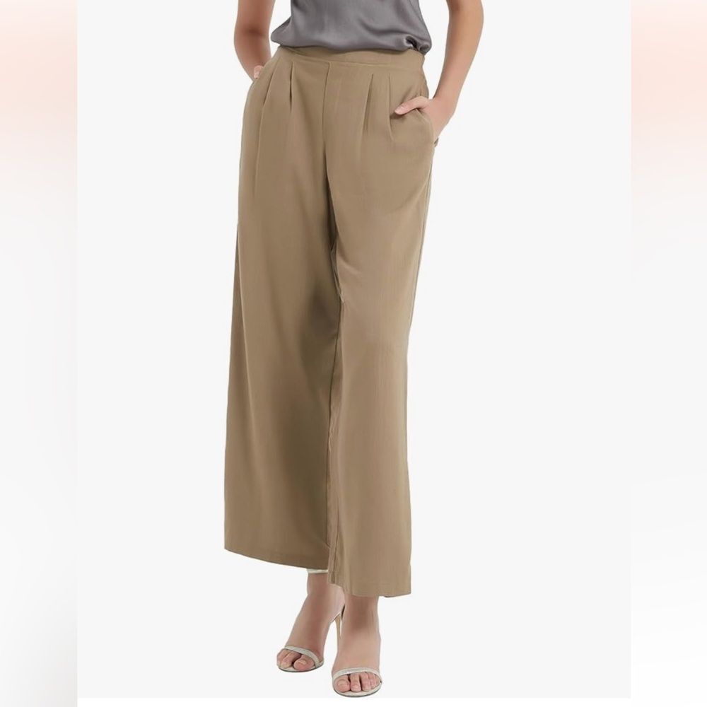 Pacibe Wide Leg Tan Linen Pants Small